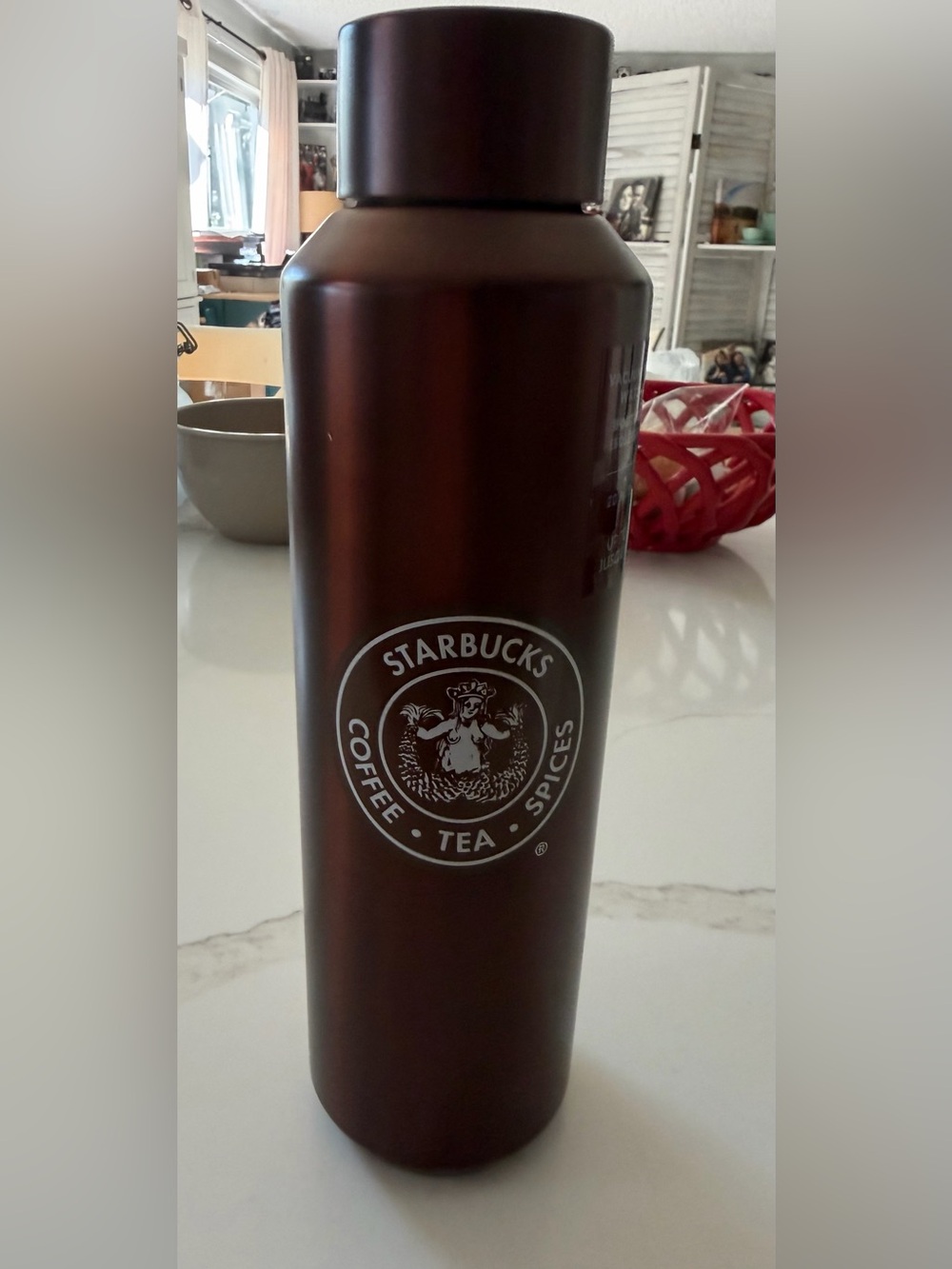 NEW Starbucks Brown Stainless Steel Insulated Bottle - Pike Place Market